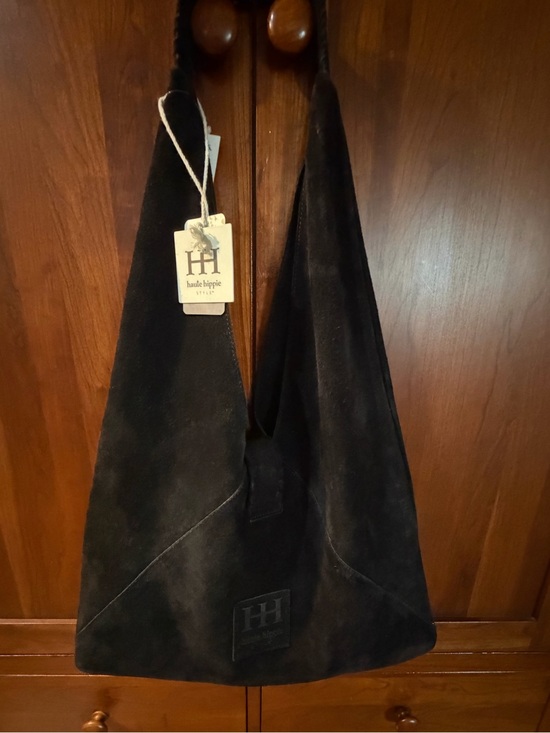 Haute Hippie Handbags - Haute Hippie Black Suede Hobo Bag